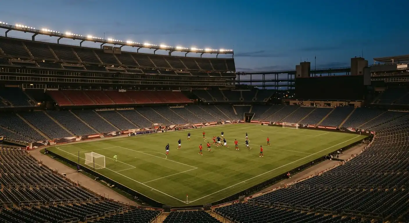 Blick auf das Gillette Stadium in Foxborough beim WM-Viertelfinal Frankreich – Marokko