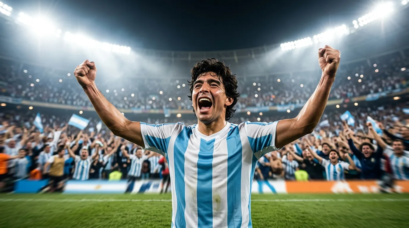 Argentinischer Nationalspieler im hellblau-weiss gestreiften Trikot bejubelt ein WM-2026-Tor