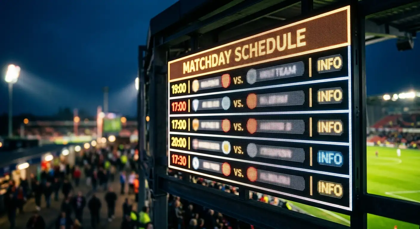 Anzeigetafel mit Anstosszeiten am letzten Gruppenspieltag der WM 2026